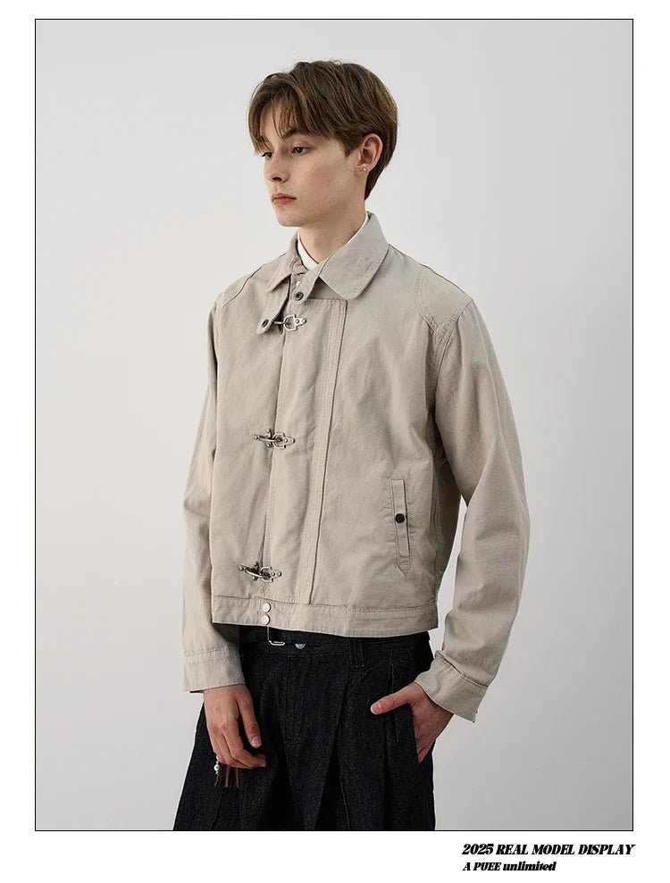 Harajuku Retro Black Gothic High Street Airplane Buckle Jacket for Men and Women Korean Fashion Y2k American Retro Casual Jacket