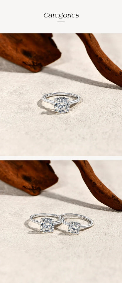 Bague ATTAGEMS Moissanite Taille Coussin 1,5ct 2,5ct DVVS1 Argent 925 Plaqué Or 18K pour Femme Alliance de Mariage Bijoux Fins