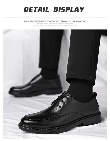 Big Size Elevator Shoes Men Leather Shoes Height Increasing Shoes For Man Increase Insole 6-8CM Invisible Heightening Lift Shoes