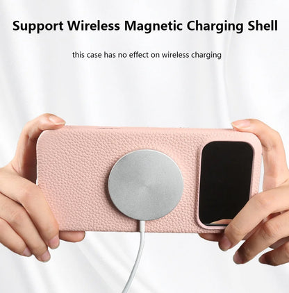 Luxury Magnetic Genuine Leather Case For iphone 17 Pro Max 16 15 14 13 12 11 for Magsafe Full Covered Phone Cases Back Cover