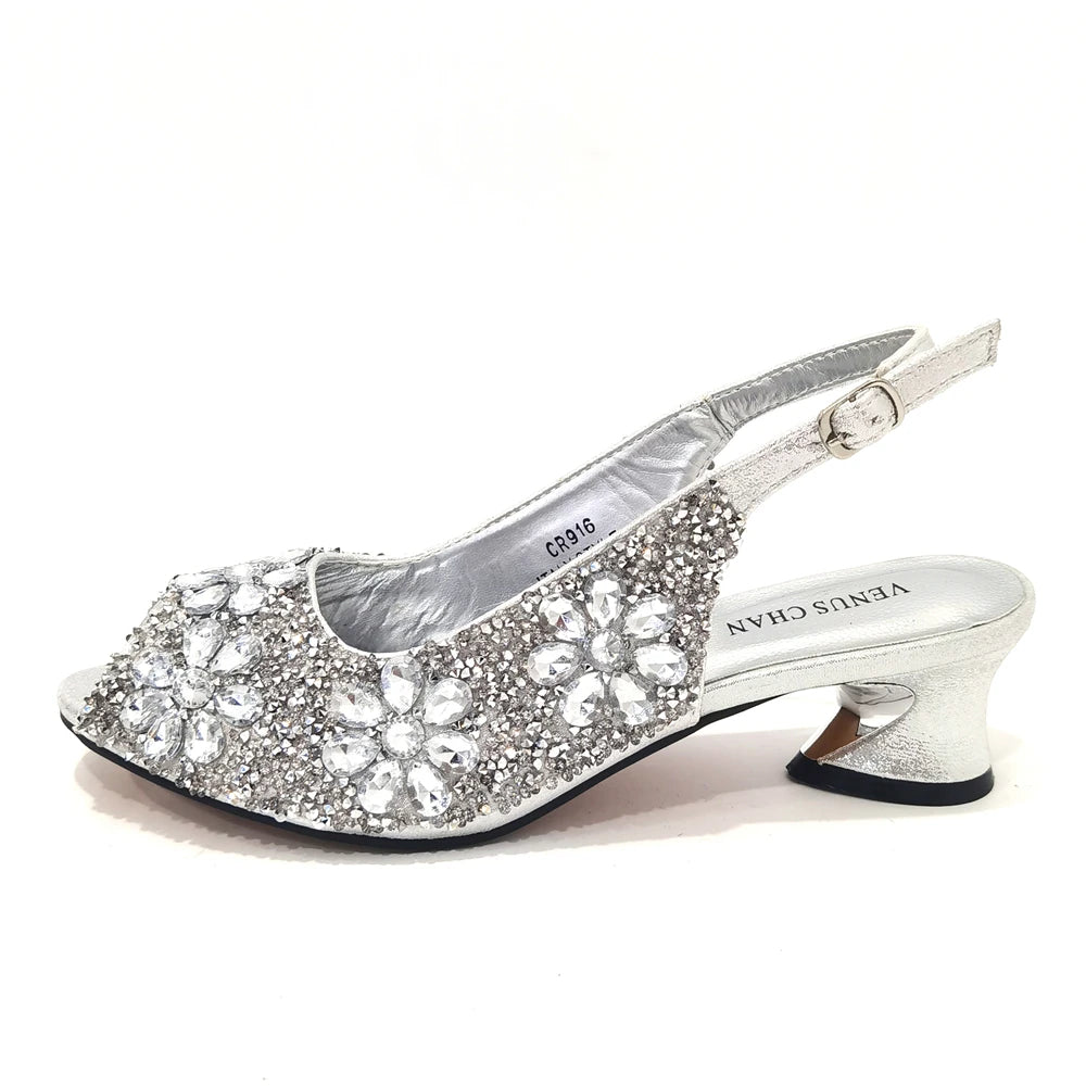 Summer Sandals for Party and Weddings Peep-Toe Bridal Shoes Women 2023 Comfortable Shoes and Bag Set for Lady
