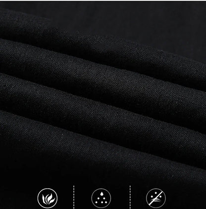 Men's Pure Black Slim Jeans Elastic Straight Pants Business Fashion Leisure Korean Vintage Skinny Small Feet Denim Pants Male