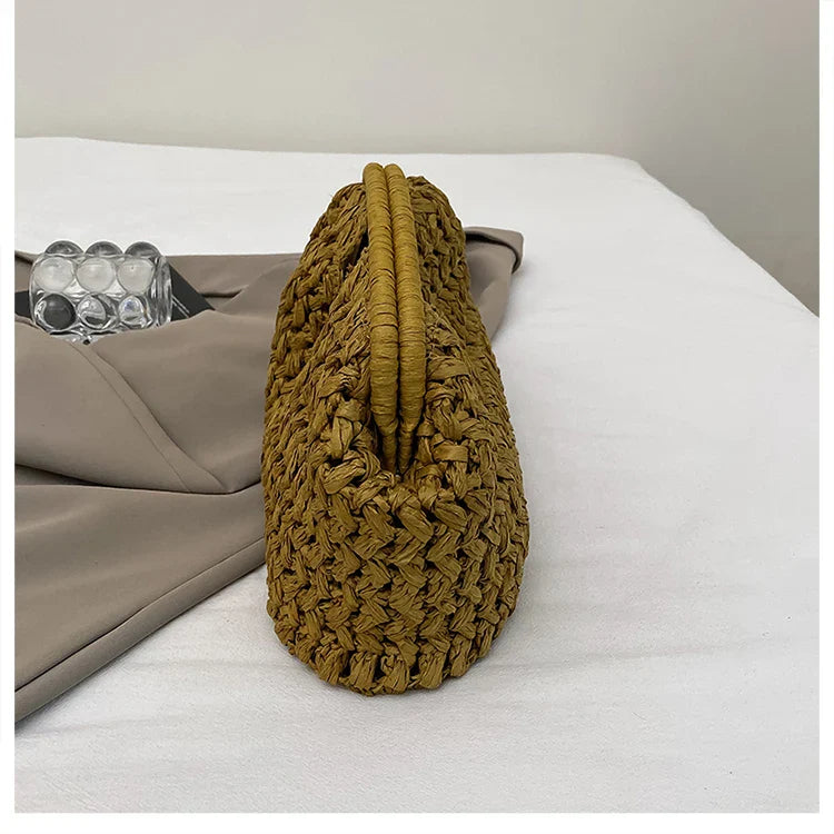 New Summer Beach Bag for Women Clutch Bag Luxury Designer Straw Bags Tote Handbag Fashion Woven Rattan Bags Female Travel Purse