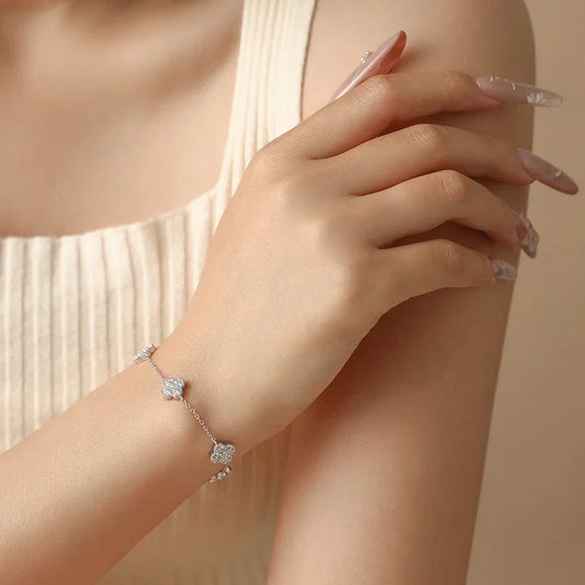 Bracelets en Moissanite pour Femme, Argent 925, Or 18 carats, Chaîne d'extension Réglable, Bijoux Délicats Empilables Porte-bonheur, Cadeau d'Anniversaire