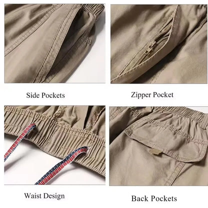 Casual Pants Men's Cargo Trousers Straight Leg Work Pants Men Cotton Casual Loose Spring Summer Wide Overalls Male Multi Pockets