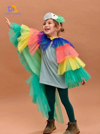 Halloween Children's Costume Cosplay Animal Parrot Performance Costume Kid Cloak Kindergarten Prom Animal Clothing