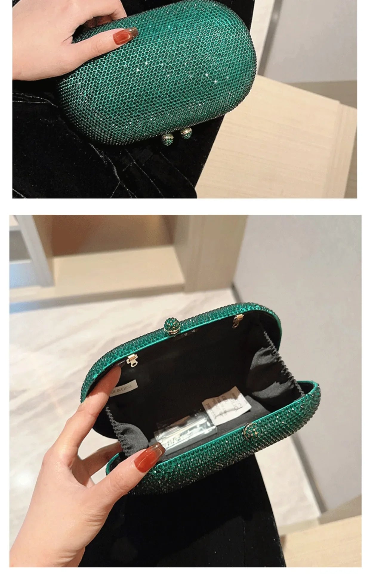 Fashionable Diamond Encrusted Evening Clutch Women's Handbag Luxury Oval Shape Ball Gown Purse Korean Style Hard  Handbag