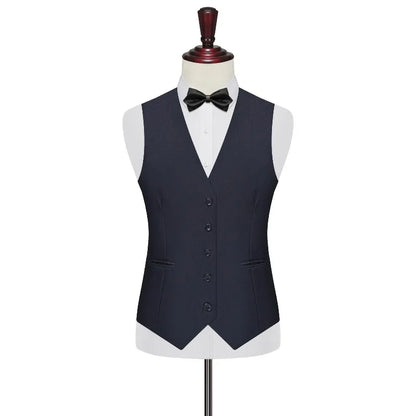 Men 2-piece Set British Style Single-breasted V-neck Vest Man Straight-leg Pant Male Slim Wedding Office Casual Outfit