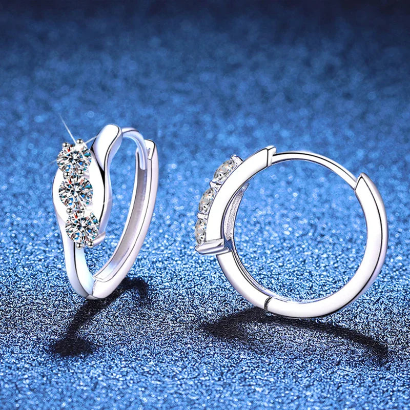 Moissanite Hoop Earrings For Women Wedding Bridal S925 Sterling Silver Stud Earring Wedding Gemstone Jewelry