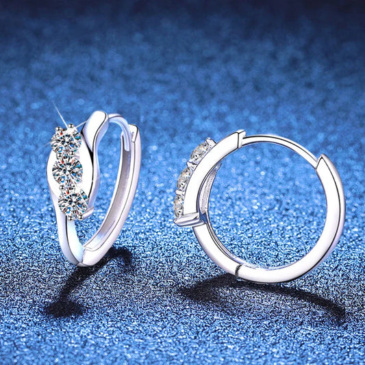 Moissanite Hoop Earrings For Women Wedding Bridal S925 Sterling Silver Stud Earring Wedding Gemstone Jewelry