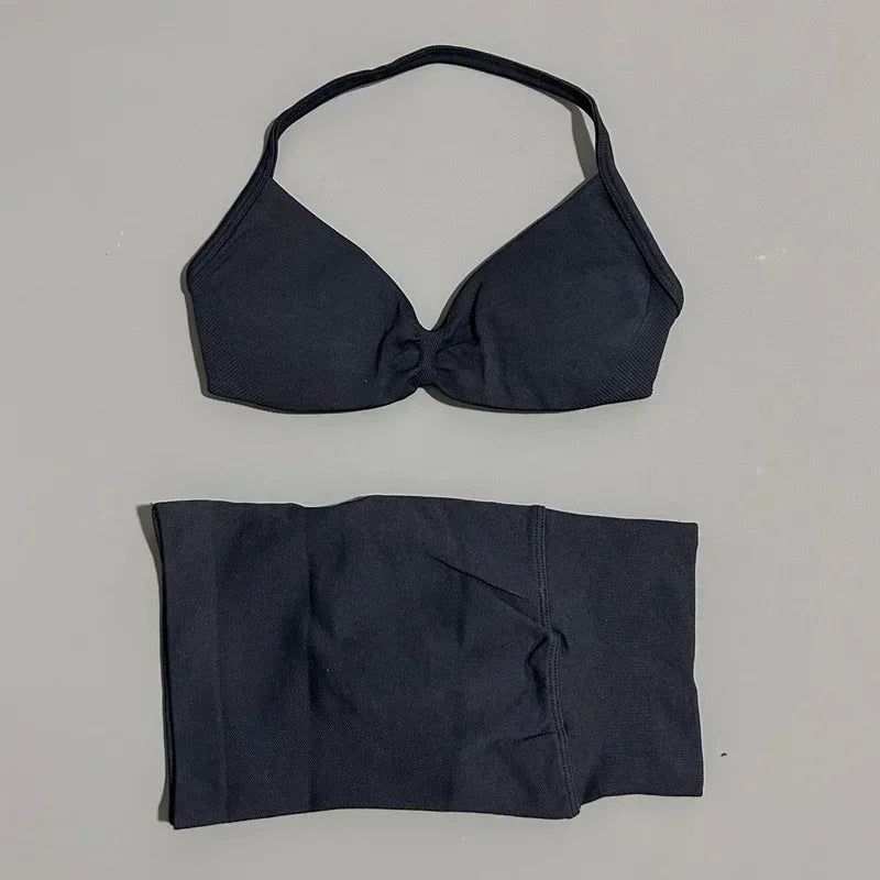 2PCS HISTELLO Sports Seamless Yoga Set Push Up Women Bra Scrunch Butt Lift Leggings Ultra Soft Comfort Yoga Workout Wear
