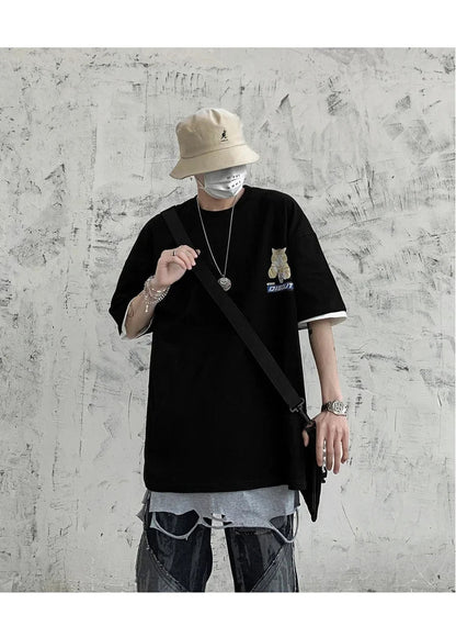 Harajuku Cat Cartoon Eating Noodles Graphic Men Women Tshirts Casual Short Sleeve Tees Japan Style Oversized T Shirt Clothing
