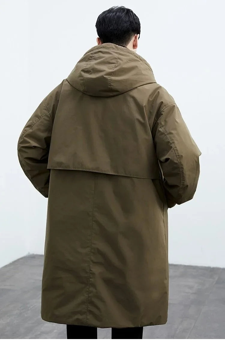 2024 Spring and Autumn New Fashion Solid Color Windproof Long Trench Coat Men's Casual Loose Large Size High Quality Coat M-5XL