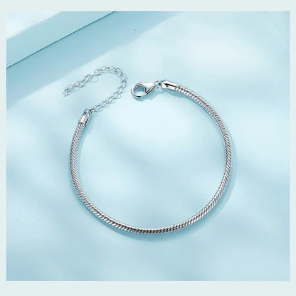 Original 925 Sterling Silver Basic Bracelet Lobster Clip Snake Chains Infinite Love Clasp DIY Jewelry Beads for Women Gift