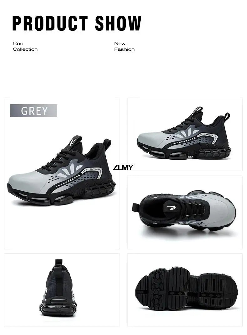 Rotary Button Safety Shoes Men Steel Toe Sneakers Puncture Proof Work Safety Boots Air Cushion Sport Work Shoes Anti-smash Boots