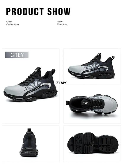 Rotary Button Safety Shoes Men Steel Toe Sneakers Puncture Proof Work Safety Boots Air Cushion Sport Work Shoes Anti-smash Boots