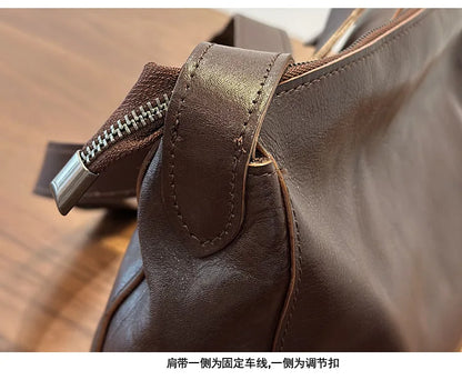 Simple Genuine Leather Women's Shoulder Bags 2026 New Nature Soft Cowhide Solid Color Versatile Crossbody Bags