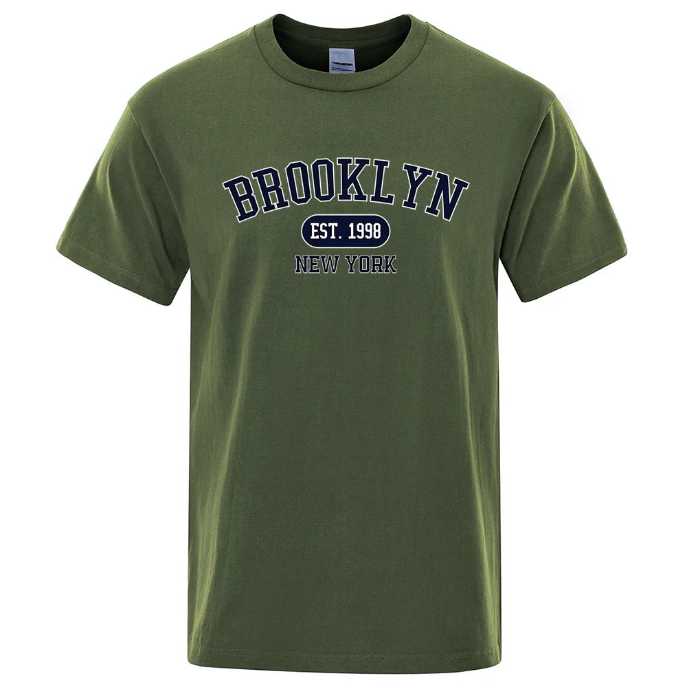 New York Letter T Shirts Man Casual Crewneck Streetwear Breathable Fashion Summer Tops Cotton Loose T-Shirts