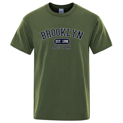 New York Letter T Shirts Man Casual Crewneck Streetwear Breathable Fashion Summer Tops Cotton Loose T-Shirts