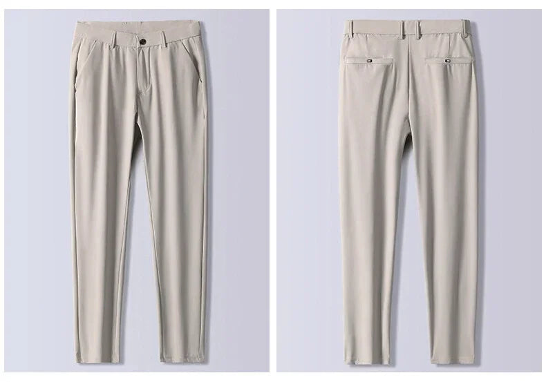 Summer New Stretch Soft Suit Pants Men Thin Fashion Business Elastic Waist Korean Slim Brand Clothes Casual Formal Trousers Male