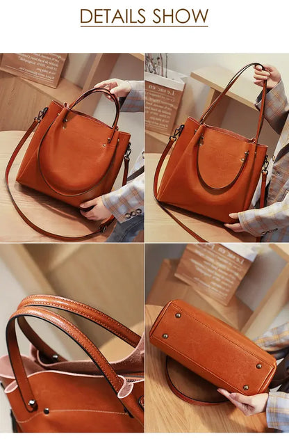 Women's Natural Cow Genuine Leather Handbags Female Natural Cowhide Crossbody Bag Ladies Multiple Large Capacity Shoulder Bags