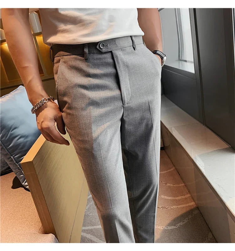 High Quality Fashion Striped Casual Men's Suit Pants 2026 New Business Office Social Wedding Slim Fit Trousers Oversized Size