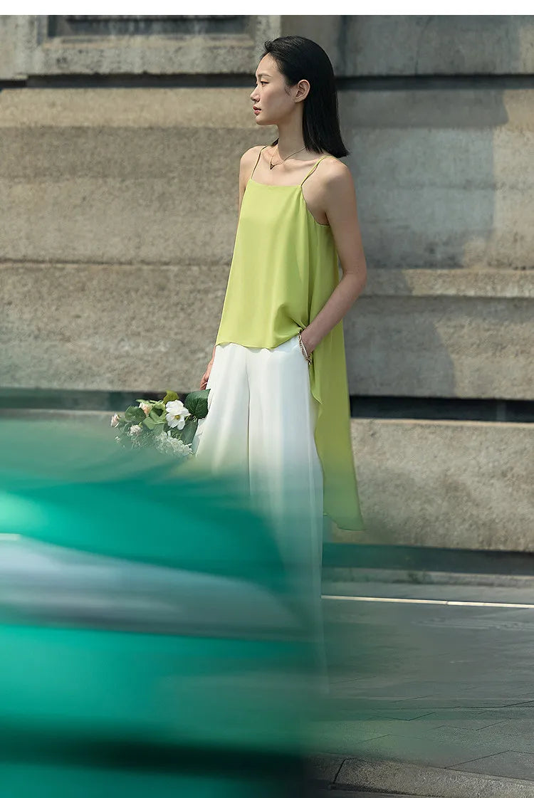 Women's Tank Top 2026 Summer New Strapless Double Layer Chiffon Cami Casual Flowy Asymmetrical Sleeveless Tops 12642154