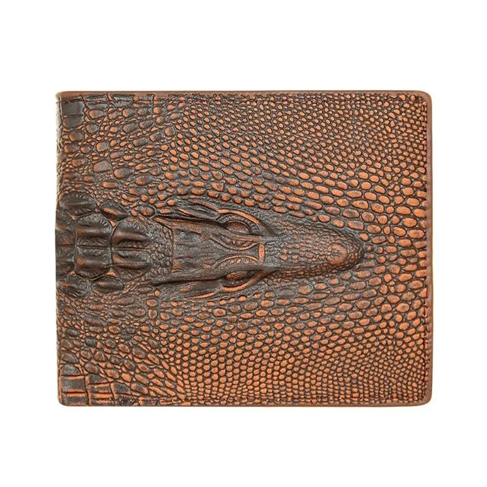PU Leather Fashion Luxury Cattle Male Quality Design Crocodile Emboss Simple Standard Brand Wallet Handy Purse Men