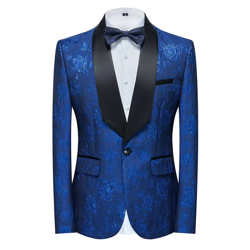 2026 New Men's Pink Embroidered Suit Jacket, Wedding Party Dress Coat, Fashionable Slim Male Blazers, Asian Size M-5XL 6XL