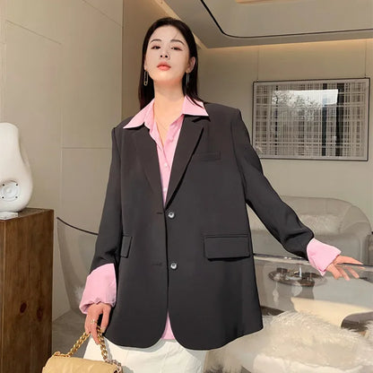 White Suit Jacket Female  2026 New Korean Version Loose Online Celebrity Casual Professional Fashion Small Suit Jacket