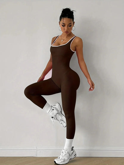 Jumpsuit for Women Workout Seamless Jumpsuits Yoga Ribbed One Piece Tank Tops Rompers Sleeveless Exercise Jumpsuits