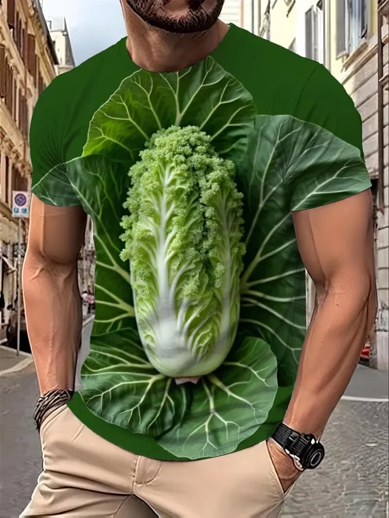 Funny Cabbage Lettuce T-Shirts Vegetable 3D Print Men Women Short Sleeve T Shirt Harajuku Y2K Tops Oversized Tees Men's Clothing