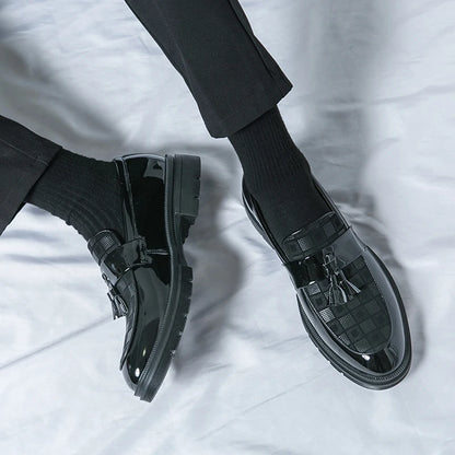 Leather Men Casual Black Tassel Loafers Handmade Soft Leisure Shoes Breathable Slip-On Comfortable for Drive Footwear Moccasins