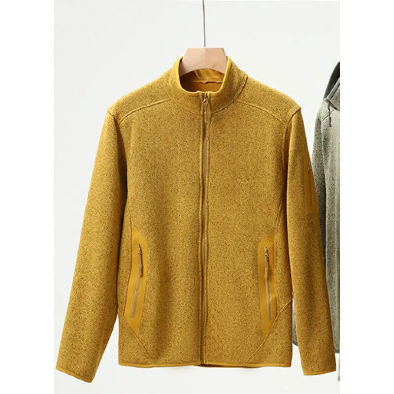 2026 Outdoor Windproof Solid Color Fashionable Camping, Fishing, Sports, Versatile, Casual and Affordable Knitted Sweater Jacket