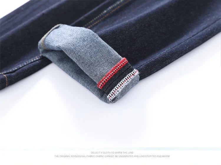 Japanese Handmade Embroidered Jeans Men's Pure Cotton Straight Tube Hip-Hop Popular Slim Red Ears Show Thin Trousers Devil Big M