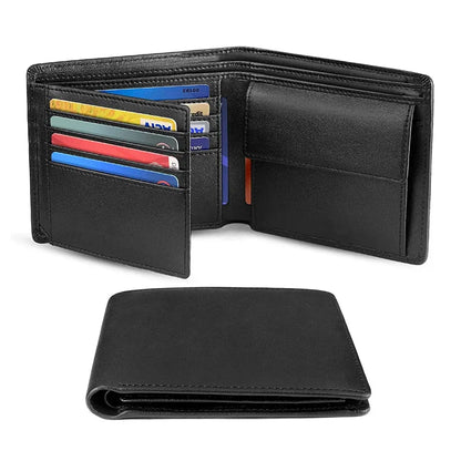 Minimalist Men Wallet with Zipper Coin Pocket RFID Credit Card Holder Tri-fold Multi-card Slot Document Holder Protective Cover