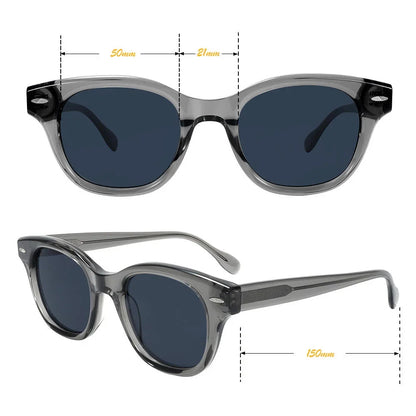 Transparent Grey Acetate Sunglasses Vintage Rivet UV400 Non Polarized Lens High Quality Unisex Sun Glasses