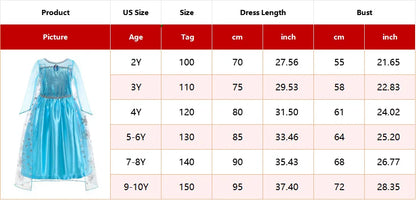 Girls Elsa Princess Dress for Long Sleeve Kids Birthday Cosplay Frozen Costume Fancy 2025 Carnival Dress Up Party Costume