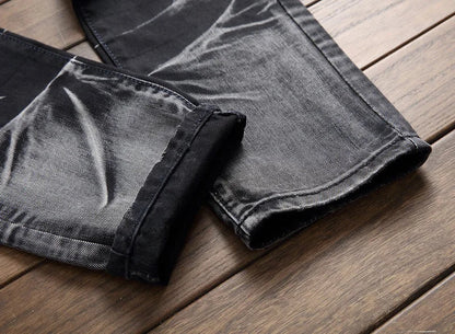 2026 Men's Fashion Vintage Jeans Slim Straight Leg Tie Dye Pleated Biker Denim Pants Male Casual Pants Oversized 42 High Quality