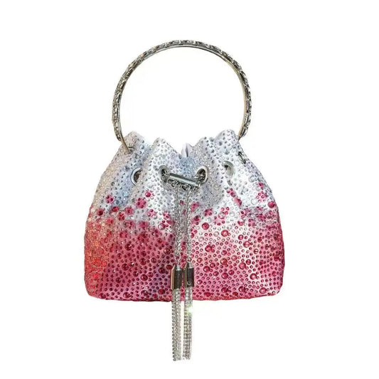 Luxury Designer Women Handbag Glitter Diamond Banquet Bag Satin Bucket Bag Wedding Party Clutch Purse Exquisite Evening Bag