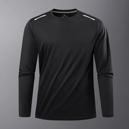 Men's Summer Long Sleeve Tops Outdoor Elastic Quick-Drying Breathable Cool Sweatshirt Men Jogging Reflective Strip Sweatshirt