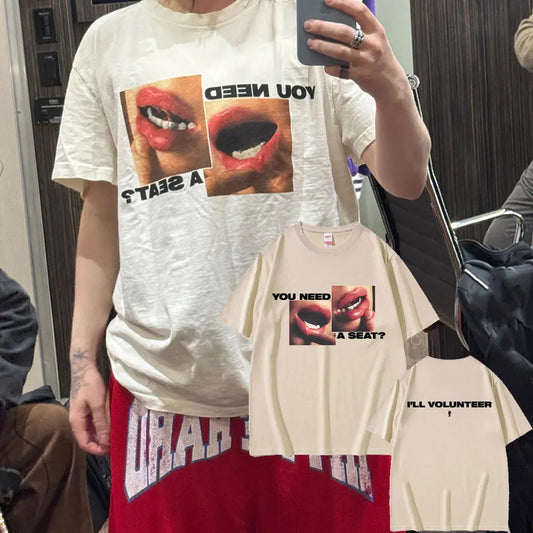 Hit Me Hard and Soft You Need A Seat I'll Volunteer Same Style T-shirts Men Women Fashion Pop Music T Shirts Oversized T-shirt
