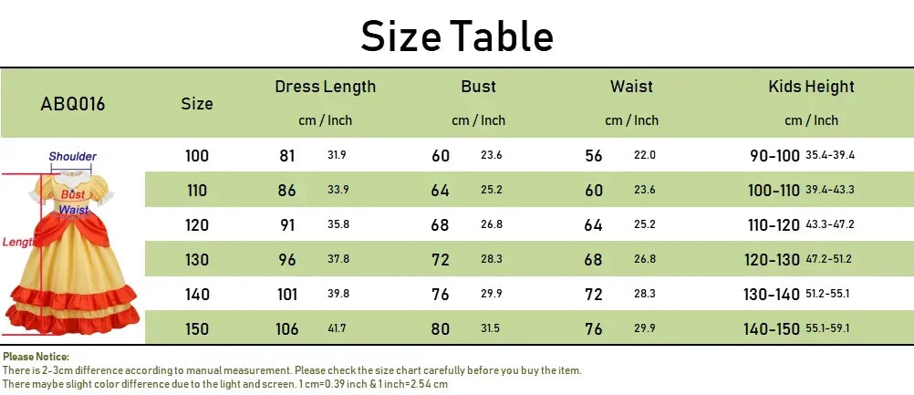 Rosalina Dress Girls Peach Costume Daisy Cosplay Children Birthday Party Carnival Fancy Outfit