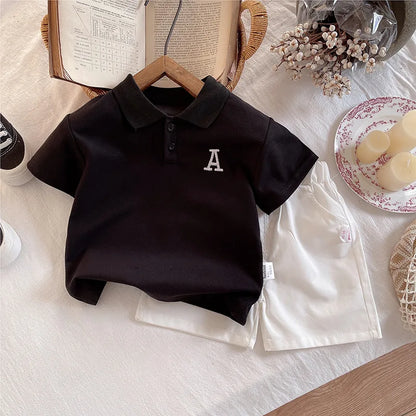 New Children Summer Fashion Baby Boy Clothes Suits Infant Embroidered Letter Polo T Shirt+Shorts 2pcs/Set Toddler Casual Costume