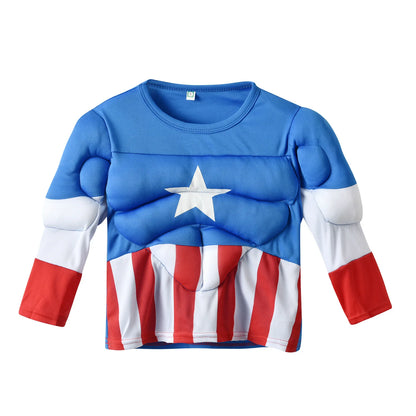 Hero Hulk Captain America Cosplay Costume Boy Kids Clothes Spiderman Muscle Suit Halloween Carnival Birthday Party