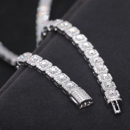 Iced Out Moissanite Halo Tennis Bracelet for Women Men S925 Sterling Silver 18k Gold Plated Jewelry with GRA Bracelets Gifts