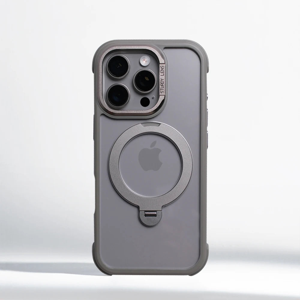 360° Magnetic Rotatable Holder Shockproof Case For iPhone 17 16 Pro Max 15 14 13 Transparent For MagSafe Wireless Charge Cover