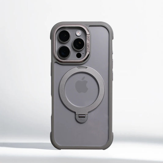 360° Magnetic Rotatable Holder Shockproof Case For iPhone 17 16 Pro Max 15 14 13 Transparent For MagSafe Wireless Charge Cover