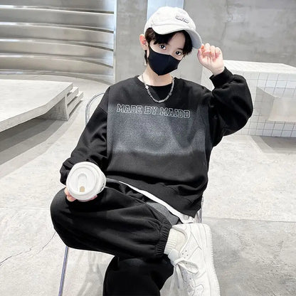 Sweatshirt Set Print Autumn Winter Wear Children's Costume 8 To 10 Year Old Boy Clothes Child Clothing Suit Boys Top Bottom Sets