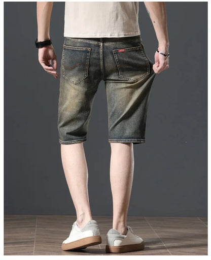 2025 Summer Brand Stretch Thin Bermuda Masculina Cotton Denim Jeans Jorts Men Knee Length Soft Ropa Hombre Shorts